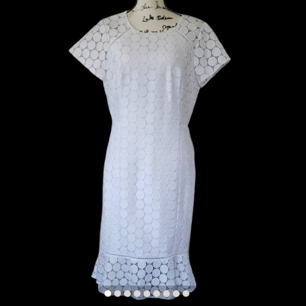 Lilly Pulitzer White Over Lace Short Sleeve Dress Size 12